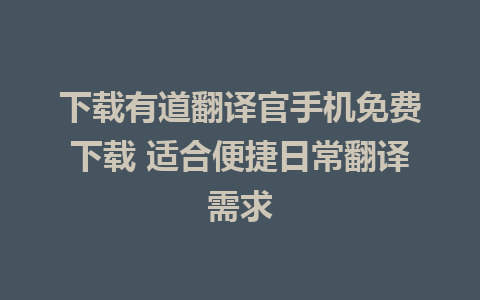 下载有道翻译官手机免费下载 适合便捷日常翻译需求