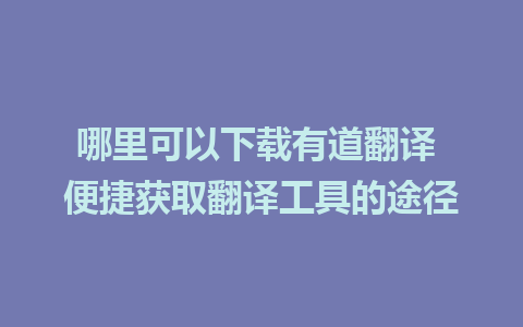 哪里可以下载有道翻译 便捷获取翻译工具的途径