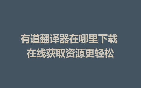 有道翻译器在哪里下载 在线获取资源更轻松