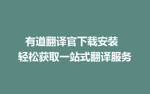 有道翻译官下载安装  轻松获取一站式翻译服务