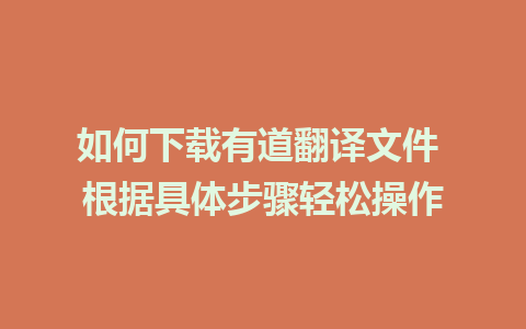 如何下载有道翻译文件 根据具体步骤轻松操作