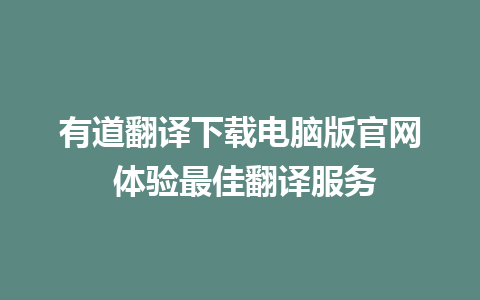 有道翻译下载电脑版官网 体验最佳翻译服务