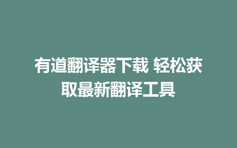 有道翻译器下载 轻松获取最新翻译工具