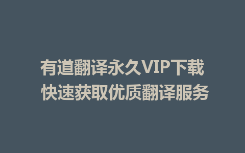 有道翻译永久VIP下载 快速获取优质翻译服务