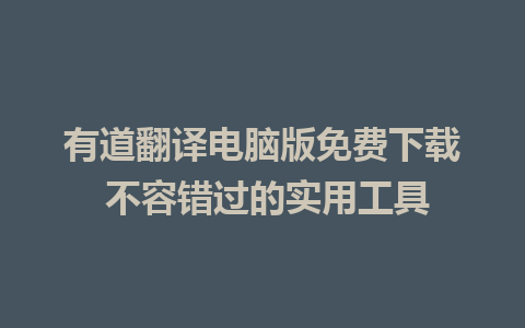 有道翻译电脑版免费下载 不容错过的实用工具