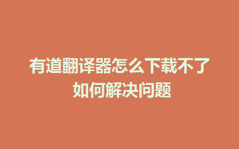 有道翻译器怎么下载不了 如何解决问题