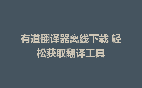 有道翻译器离线下载 轻松获取翻译工具