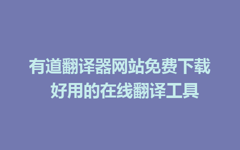 有道翻译器网站免费下载  好用的在线翻译工具