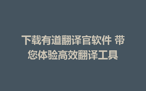 下载有道翻译官软件 带您体验高效翻译工具