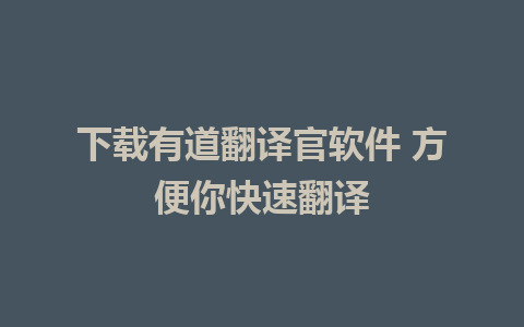 下载有道翻译官软件 方便你快速翻译