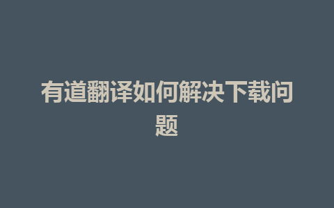 有道翻译如何解决下载问题 