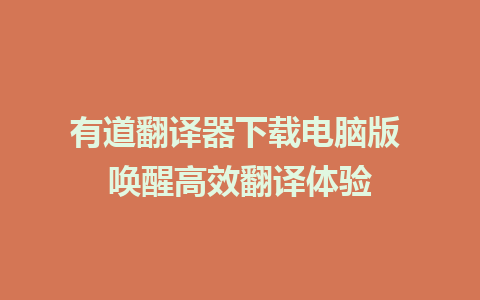 有道翻译器下载电脑版 唤醒高效翻译体验