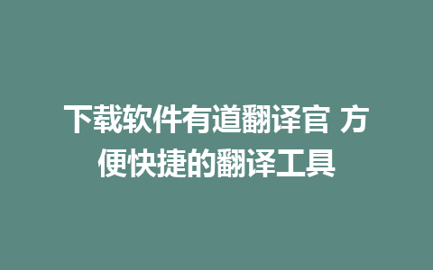 下载软件有道翻译官 方便快捷的翻译工具