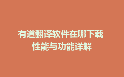 有道翻译软件在哪下载 性能与功能详解