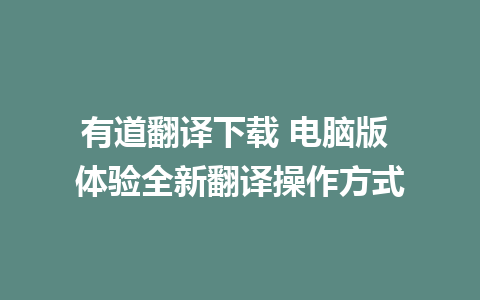 有道翻译下载 电脑版 体验全新翻译操作方式