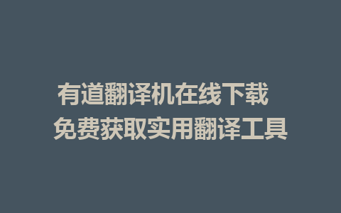 有道翻译机在线下载  免费获取实用翻译工具