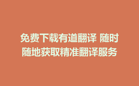 免费下载有道翻译 随时随地获取精准翻译服务