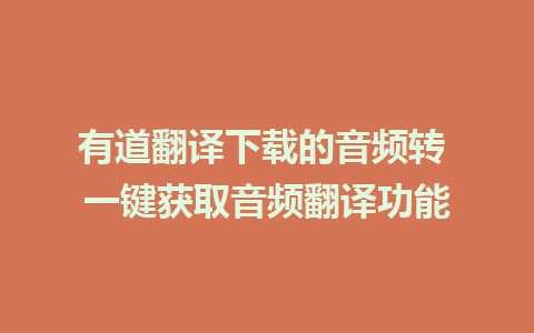 有道翻译下载的音频转 一键获取音频翻译功能