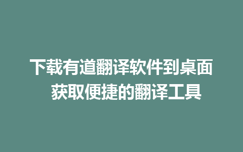 下载有道翻译软件到桌面  获取便捷的翻译工具