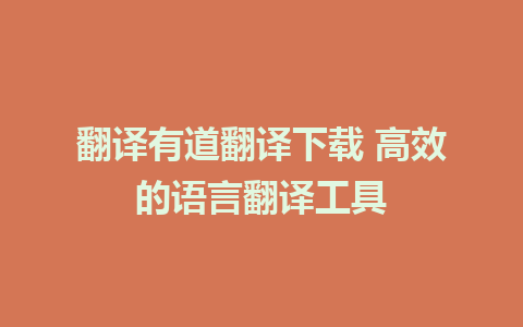 翻译有道翻译下载 高效的语言翻译工具