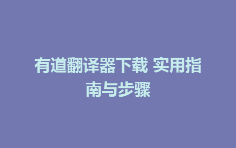 有道翻译器下载 实用指南与步骤