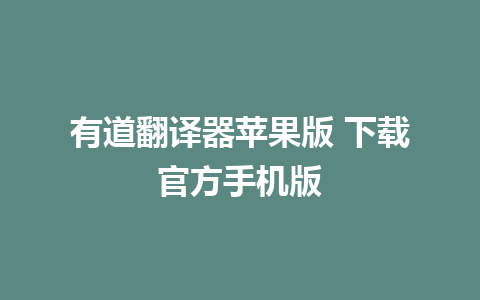 有道翻译器苹果版 下载官方手机版