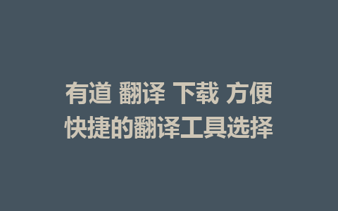 有道 翻译 下载 方便快捷的翻译工具选择