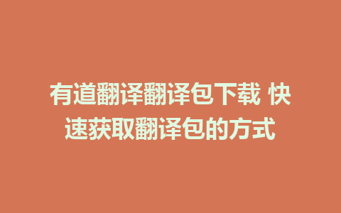 有道翻译翻译包下载 快速获取翻译包的方式