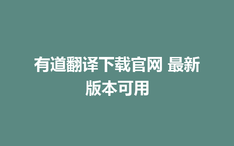 有道翻译下载官网 最新版本可用