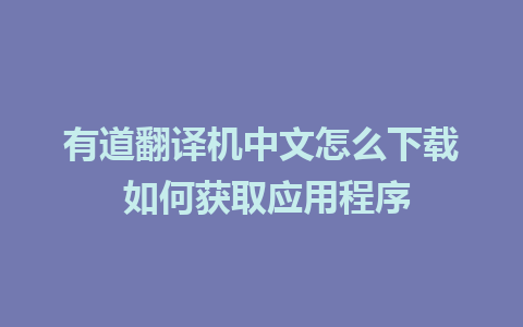 有道翻译机中文怎么下载 如何获取应用程序