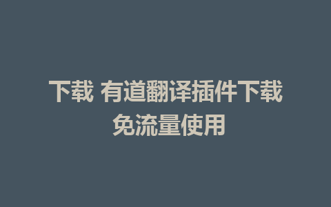 下载 有道翻译插件下载 免流量使用